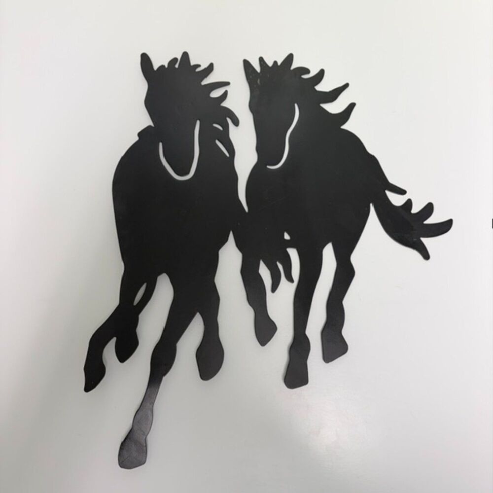 Black Metal Horse Silhouette Figures Equestrian Decor 16"